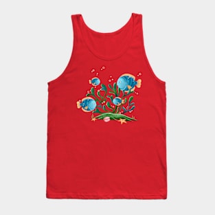 Watercolor Blue Fish Ocean Tank Top